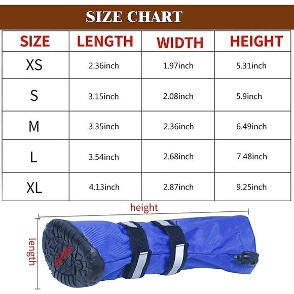 URBEST Dog Shoes, Waterproof Dog Boots, Warm Lining Nonslip Rubber Sole, Size XS - Picture 7 of 8